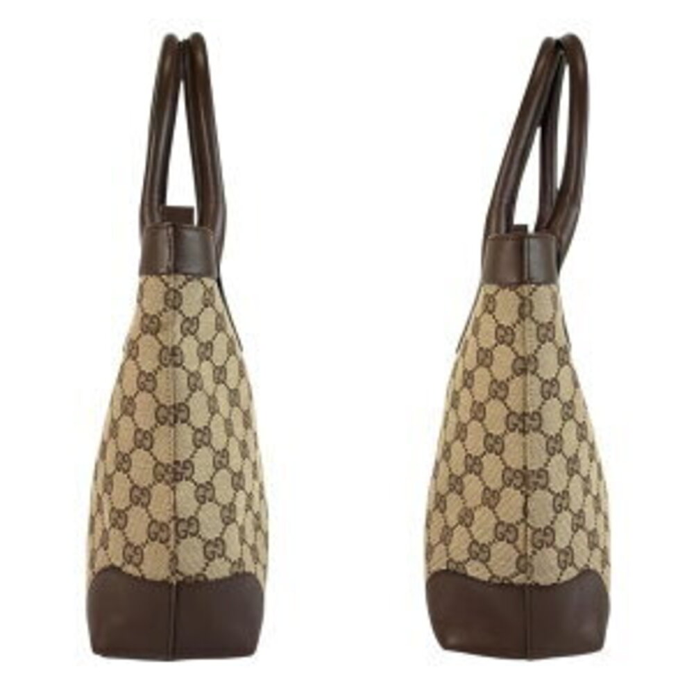 Gucci canvas tote handbag Beige bag Tan leather brown GG - Picture 8 of 10